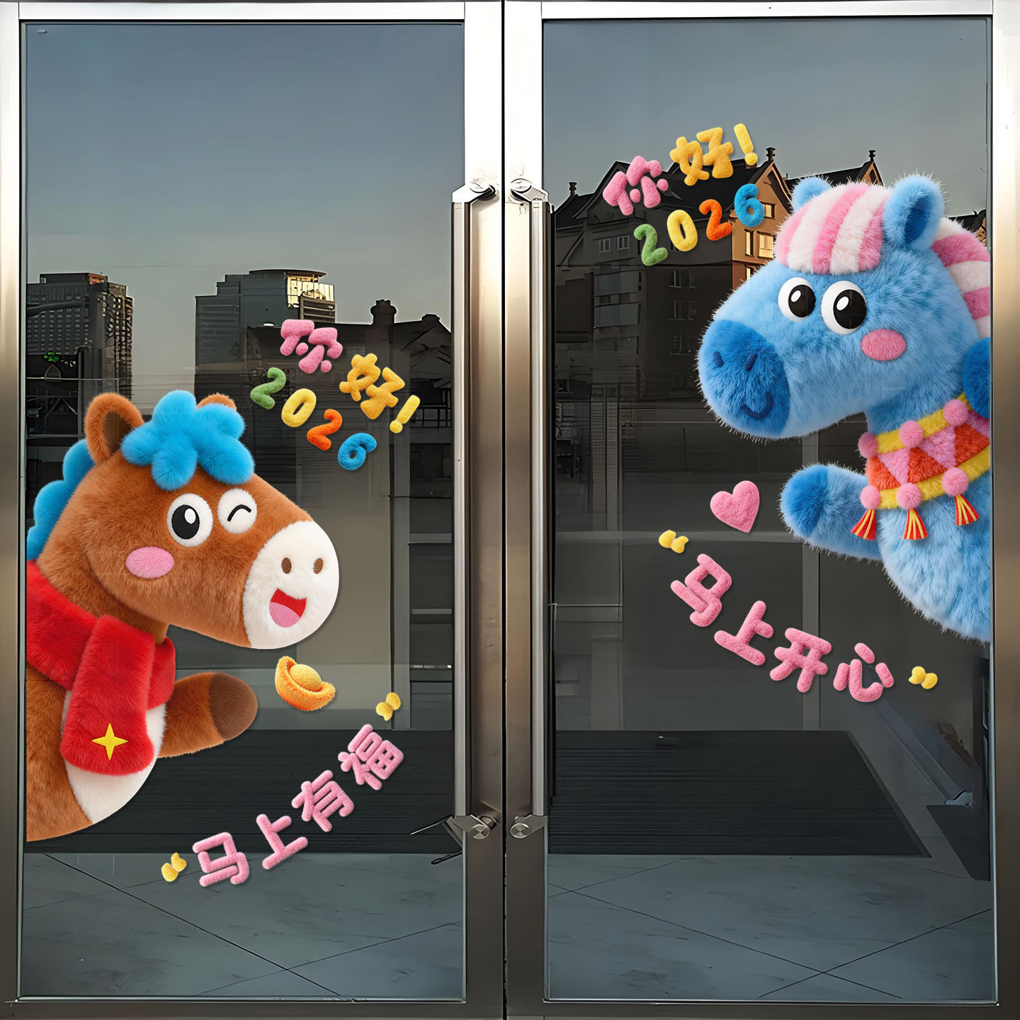 2026新年玻璃门贴纸马年大吉福字静电窗花贴春节装饰年画过年装饰,家居饰品,门贴,淘宝优惠券,粉丝福利购,淘宝优惠卷