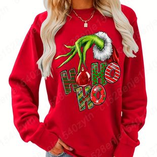 Cozy Christmas Sweatshirts Women's Crew Neck Letter Print Sw