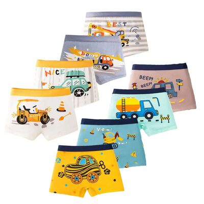 Multipack Cotton Boy Boxer Brief Fun Excavator Pattern Kids