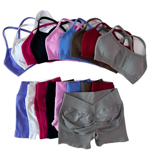 2 Pieces Set For Woman Clothes Seamless Scrunch Yoga Shorts