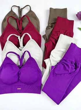 Women's Seamless Yoga Suit High Waist Sports Bra Leggings Gy