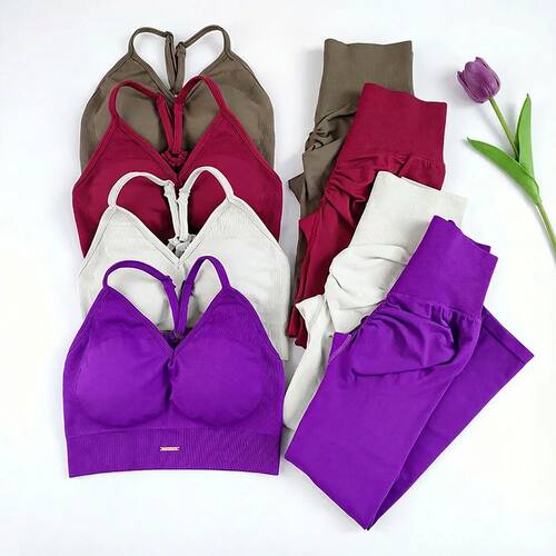 Women's Seamless Yoga Suit High Waist Sports Bra Leggings Gy