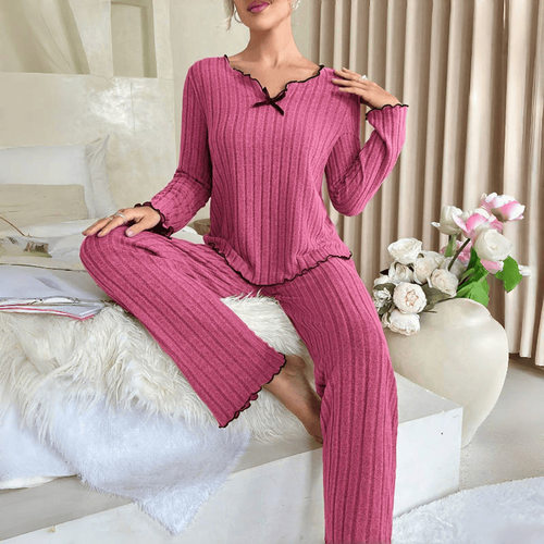 Autumn And Winter Temu Pajamas Women's Black Edge Stranded C