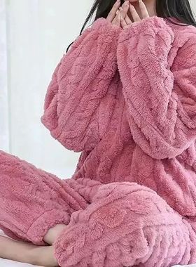 Autumn Women Solid Warm 1/2 Piece Sets Thicken Velvet Ribbed