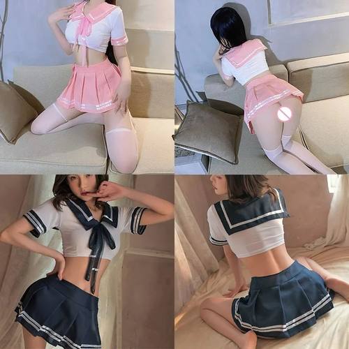 Sexy Lingerie Student Sailor Suit Anime Two-piece JK Uniform