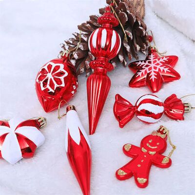 4/6/8Pcs Christmas Ball Lollipop Candy Cane Pendants Xmas Tr
