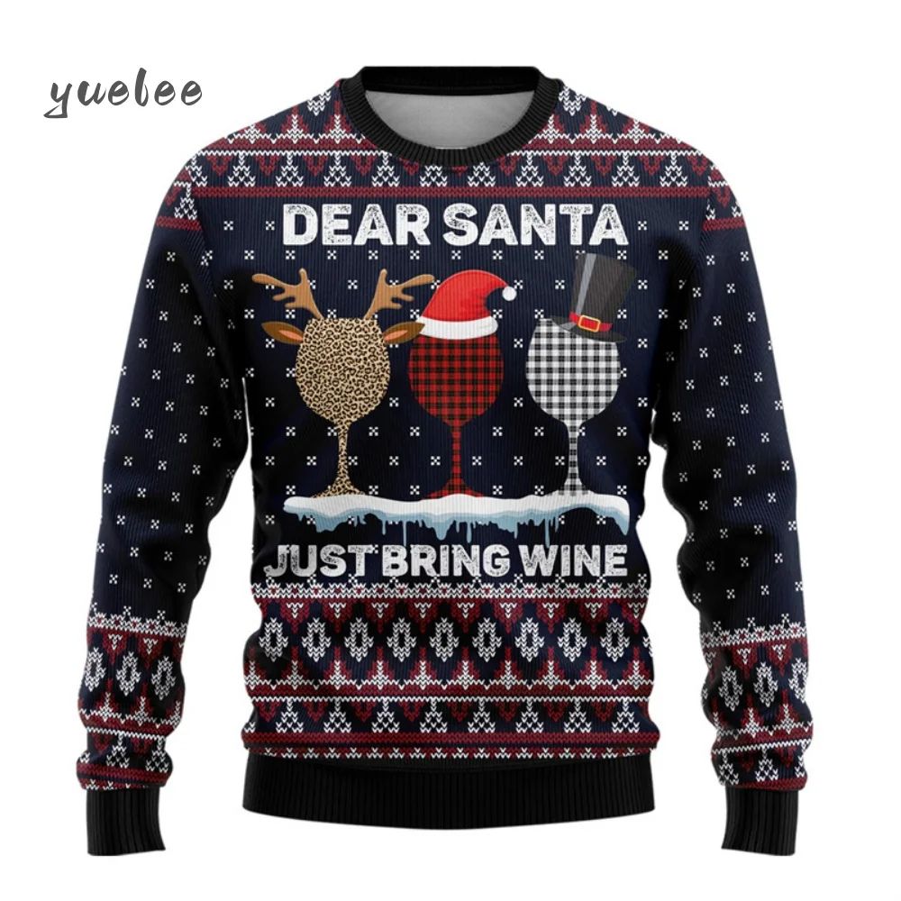 Wine Glass Ugly Christmas Sweater Men Sale 3d Printing Hoodi