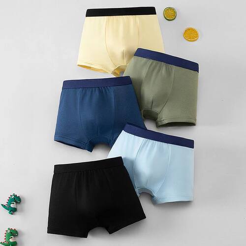 5-piece Set Of Children's Solid Color Combination Basic Unde