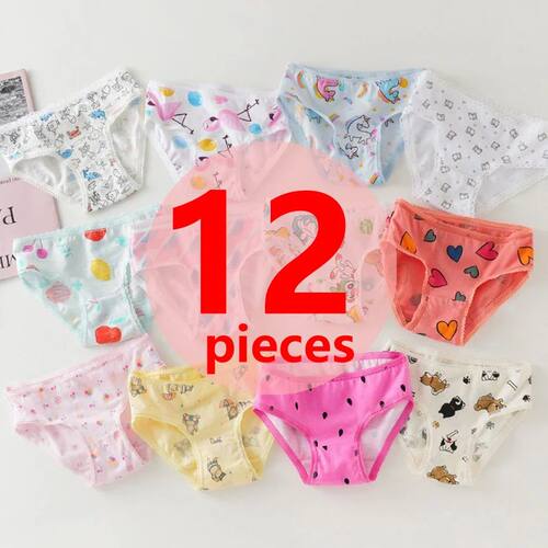 3/6/9/12 Pcs/Lot Cotton Panties Girls Kids Short Briefs Chil