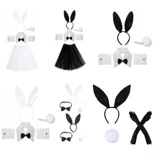 K3NF Easter Bunny Costume Set Bunny Cosplay Headband Tail Co