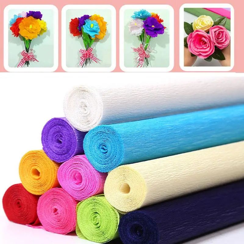 17 Colors 250x50cm Colored Crepe Paper Roll Origami Crinkled