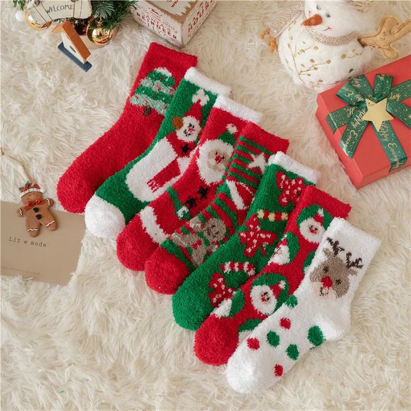 Winter Warm Thicken Coral Fleece Women's Socks Cute Calcetin