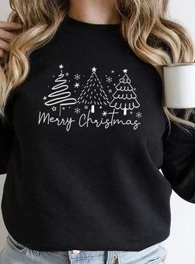 Merry Christmas Tree Trending Sweatshirts Women Funny Festiv