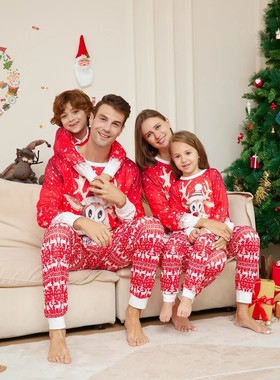 Family Xmas Pajama Sets - Reindeer Antler Graphic with Festi