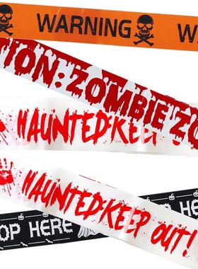 Halloween Decoration Caution Tape Window Prop Skull Zombie W