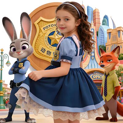 Halloween Girls Cosplay Zootopia 2 Police Officer Judy Bunny
