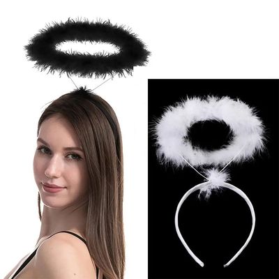 Angel Halo Headband Black White Feather Angel Headband Chris