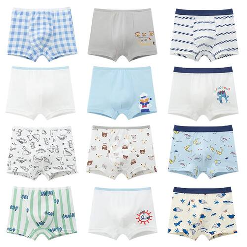 4 Pcs Boy Fun Printed Cute Underwear Simple Student Comforta