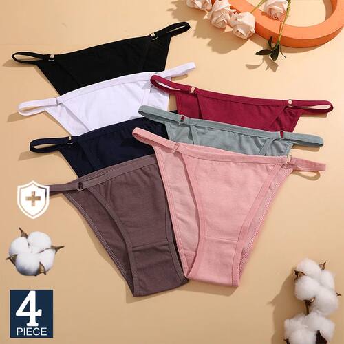 4PCS/SET Bikini Style Cotton Panties Sexy Lingerie Designer