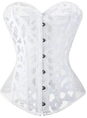 White Corset Top Vintage Gothic Women Overbust Sexy Bustier