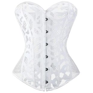 White Corset Top Vintage Gothic Women Overbust Sexy Bustier