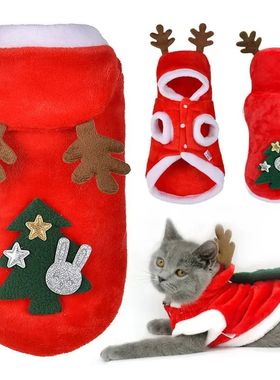 1pc Cat Christmas Clothes Winter Warm Pet Clothes for Small