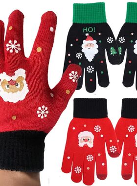 1/4Pairs Knitted Christmas Gloves Autumn Winter Women Snowfl