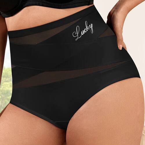 Large Size High Waist Tummy Tuck Women's Panties Sexy Mesh C