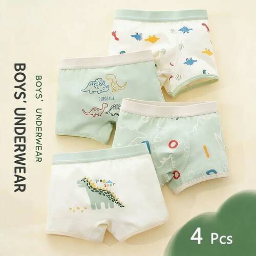 Children Underwear Cotton Flat Cornered Boxers Cartoon Dinos