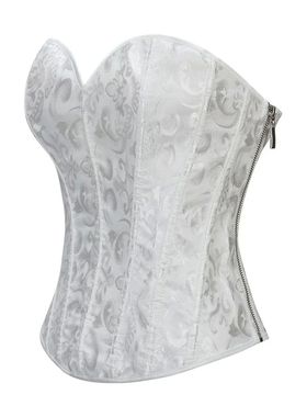 Women's WHITE Corset Top Gothic Vintage Flower Print Corsele