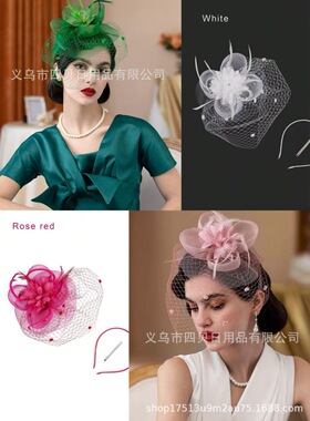 Bride Headwear Flower Veil Topper Hat Performance Studio Hig