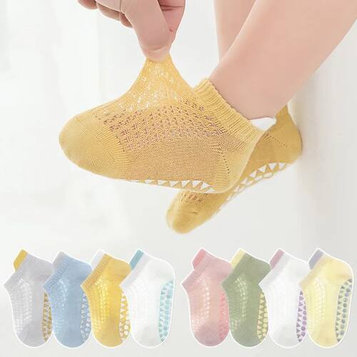 4Pairs Thin Kids Baby Boat Socks For Infants Cotton Toddlers