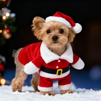 Cute Dog Santa Claus Outfit Christmas Costume for Small Dogs