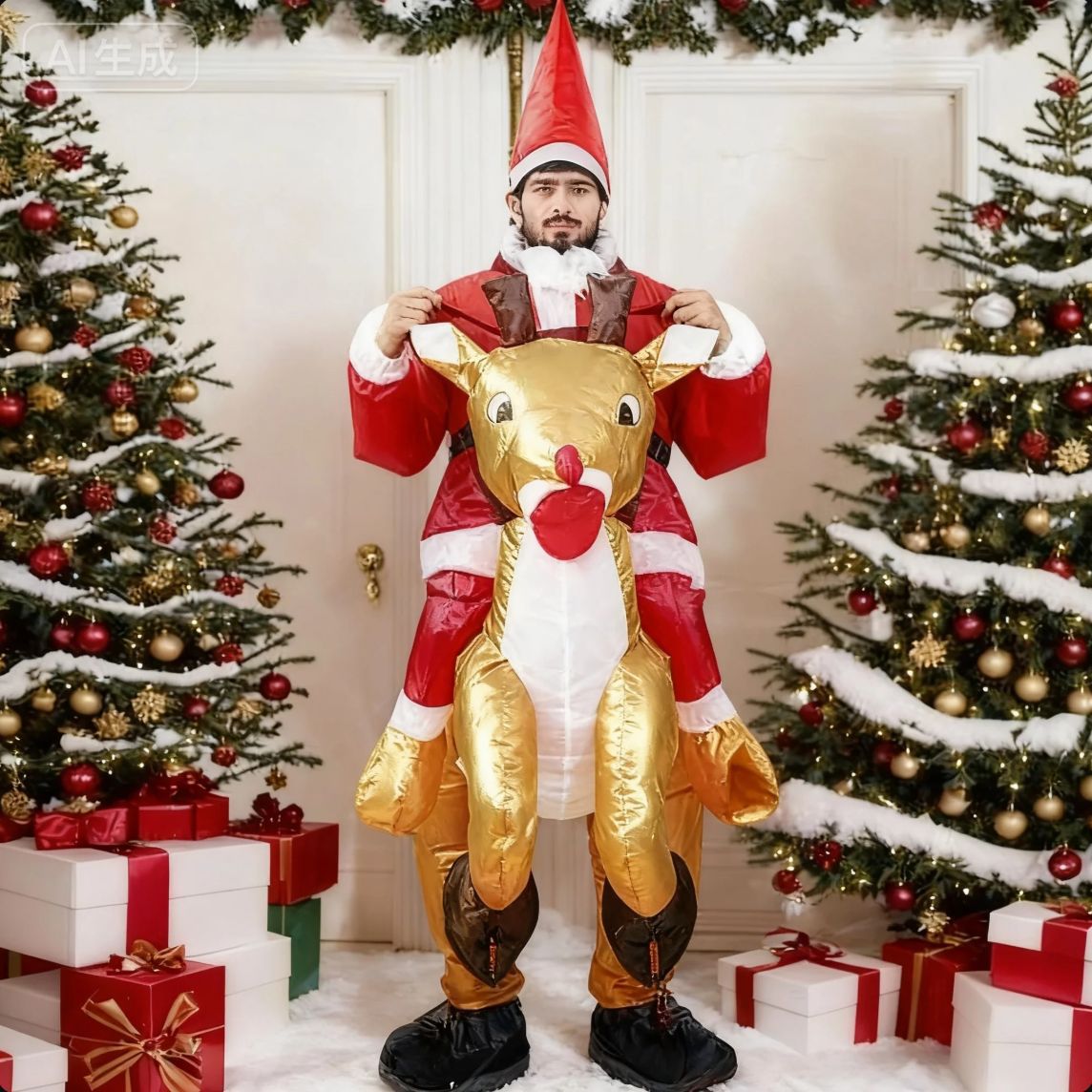 Christmas Atmosphere Santa Claus Fawn Inflatable Performance