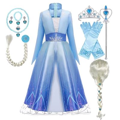 2025 Girls Dress Elsa 2 Kids Princess Cosplay Costume Fancy