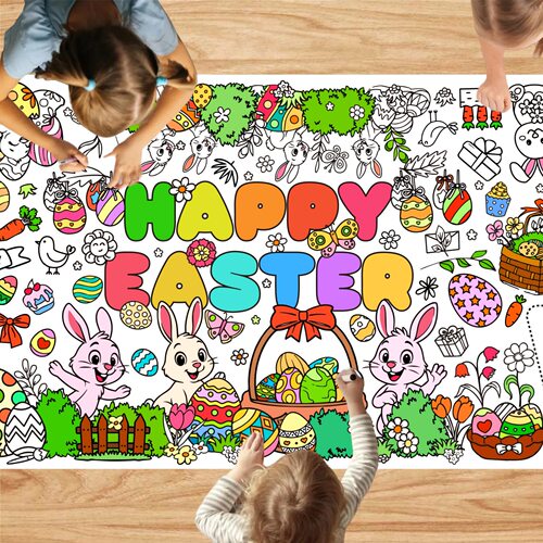 Easter Giant Coloring Poster Rabbit Egg Children's Birthday