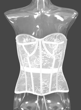 Summer Breathable Mesh Overbust Corset Bustier Tops Floral L