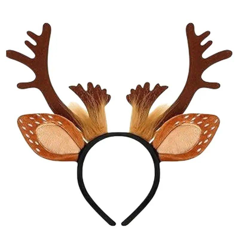Reindeer Headband Adult Cute Realistic Deer Antlers Headband