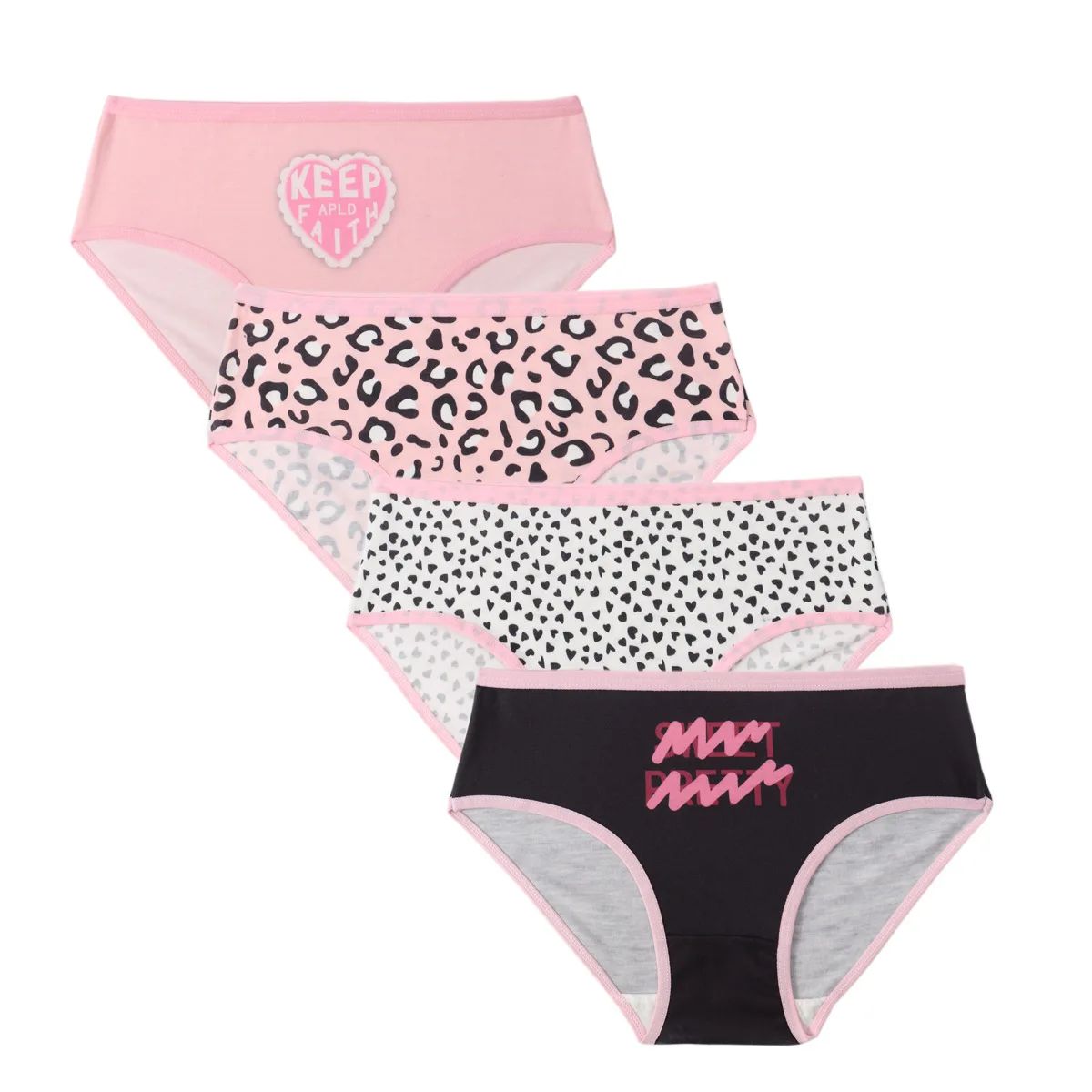 New 4PCS Children's Panties Alphabet Printed Breathable Tria