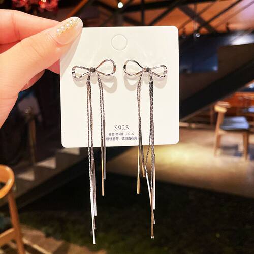 Simple Elegant Long Tassel Earrings Niche Design Cool Bowkno