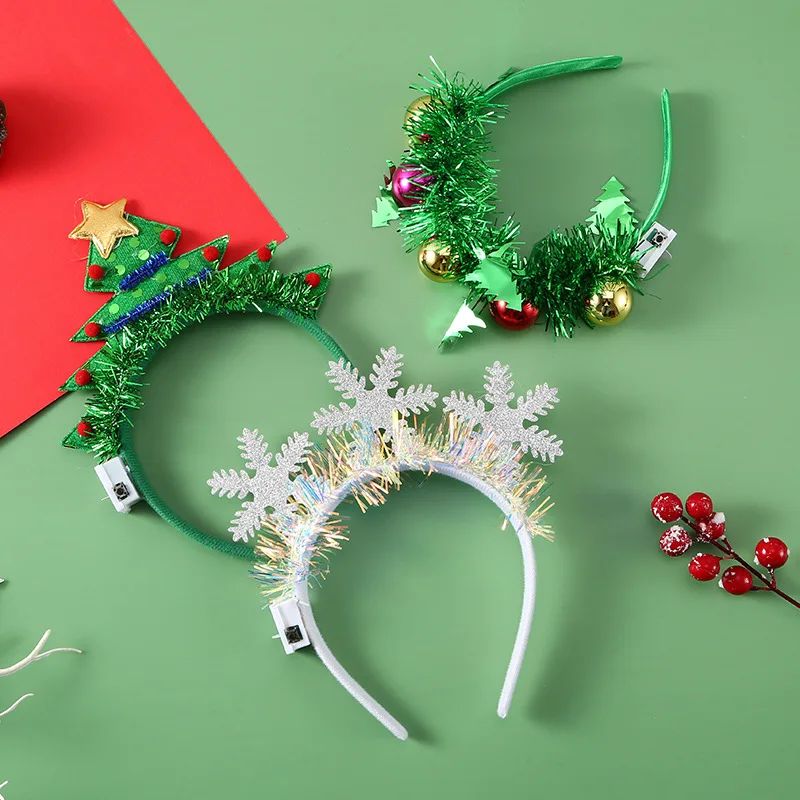 Christmas Headband with LED Lights Snowflake Xmas Tree Hair