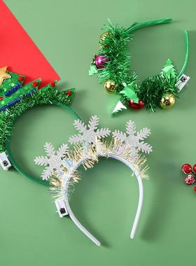 Christmas Headband with LED Lights Snowflake Xmas Tree Hair