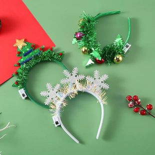 Christmas Headband with LED Lights Snowflake Xmas Tree Hair