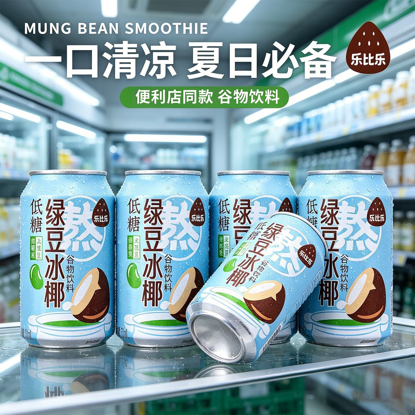 乐比乐绿豆冰椰谷物低糖植物饮料罐装清爽绿豆开盖即饮冰镇饮品