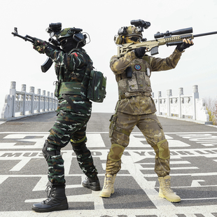 儿童迷彩服套装男户外战术服特种兵女童长袖军训表演迷彩演出服装