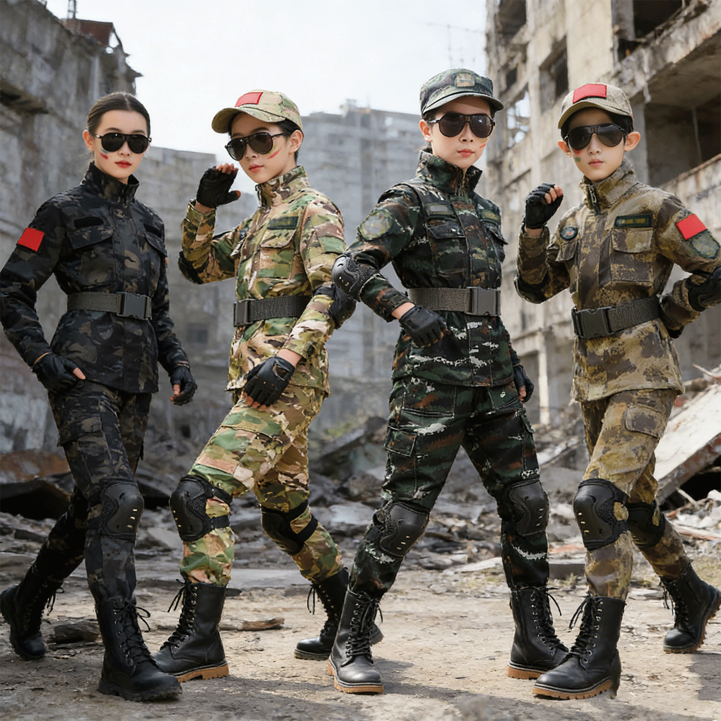 六一儿童迷彩服套装男童春特种兵战狼户外军训服夏令营女童演出服