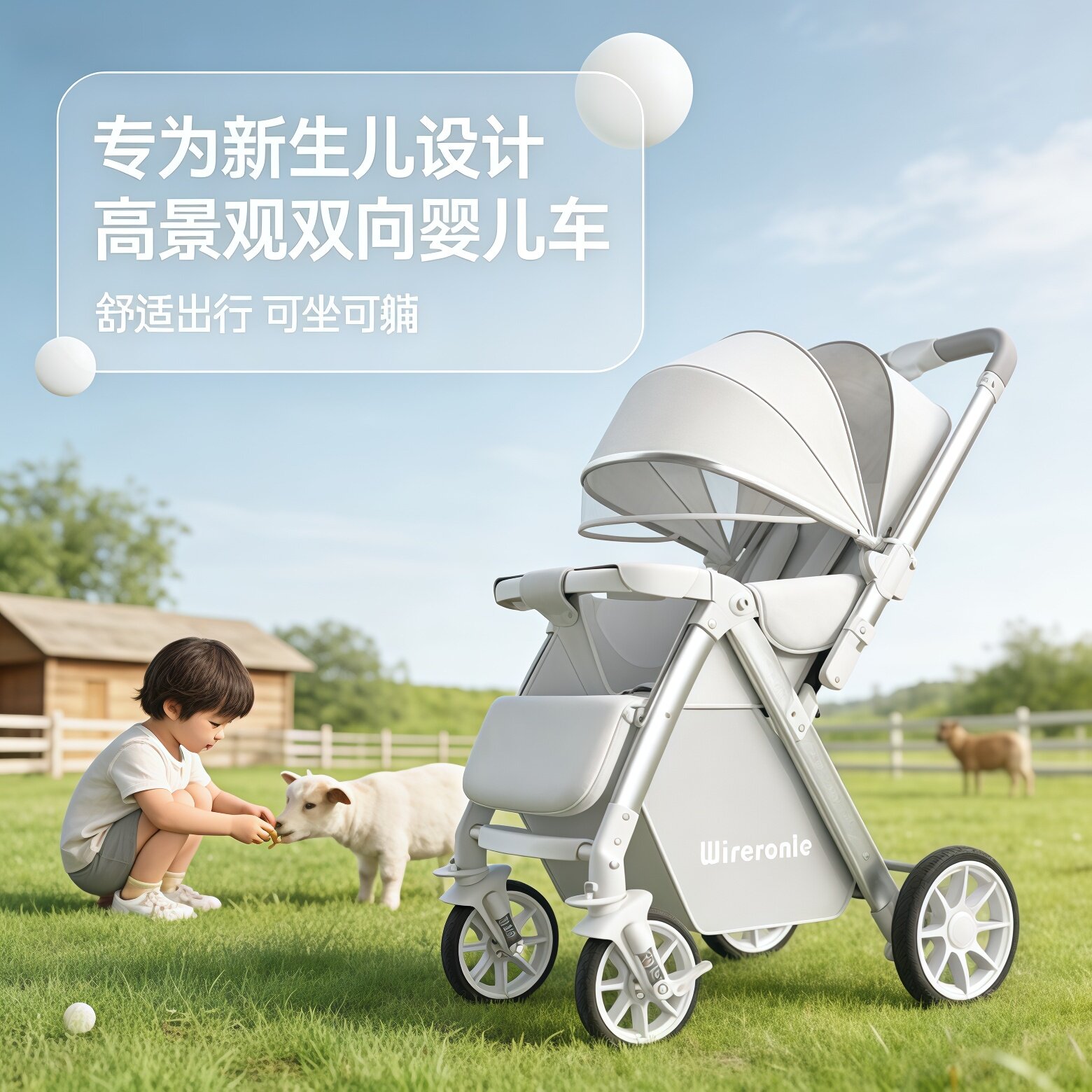 婴儿车可坐可躺轻便折叠0到3岁一键折叠儿童新生宝宝双向婴儿推车