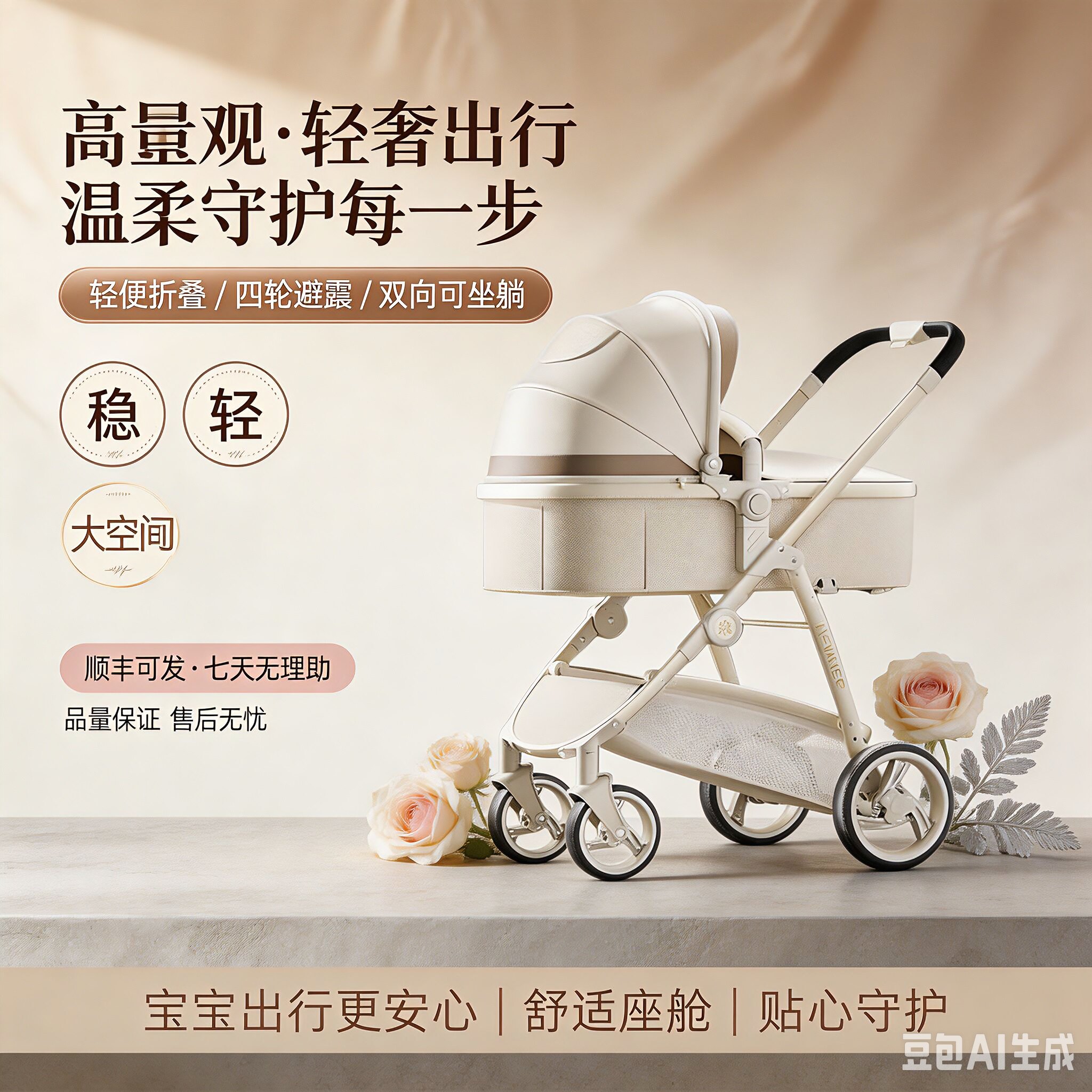 【耐用耐造】双向轻便折叠婴儿车