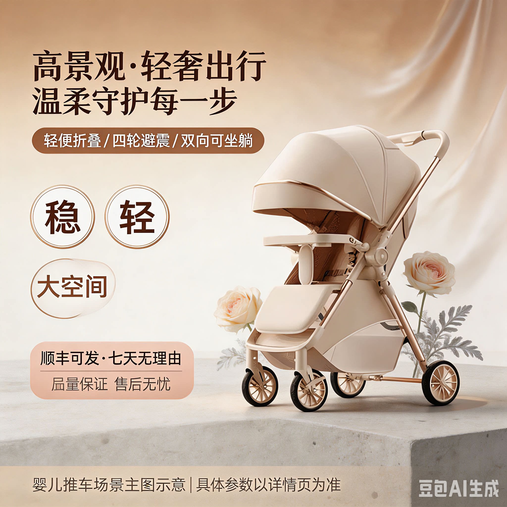婴儿推车可坐可躺超轻便携折叠简易四轮手推车新生儿童双向婴儿车