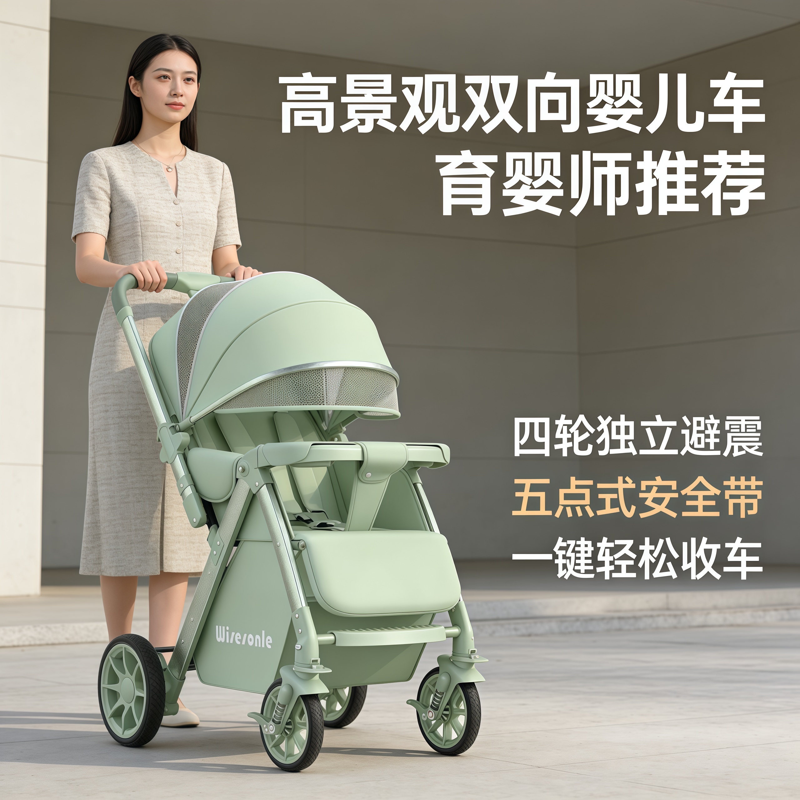 四季款婴儿推车可坐躺折叠高景观四轮换向婴幼儿新生手推车便携